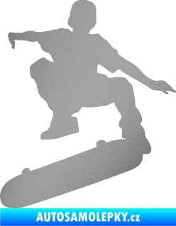 Samolepka Skateboard 004 levá stříbrná metalíza