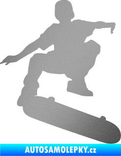 Samolepka Skateboard 004 pravá stříbrná metalíza