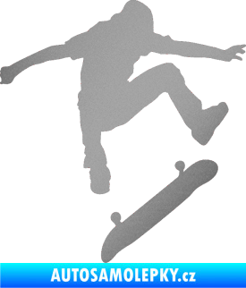 Samolepka Skateboard 005 pravá stříbrná metalíza