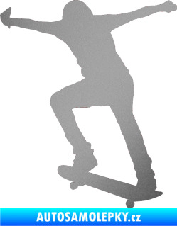Samolepka Skateboard 006 levá stříbrná metalíza