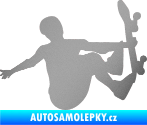Samolepka Skateboard 008 pravá stříbrná metalíza