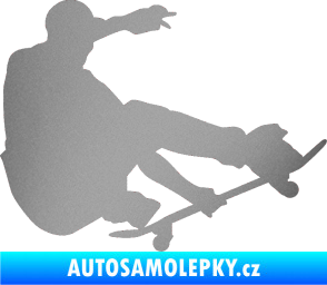 Samolepka Skateboard 009 pravá stříbrná metalíza