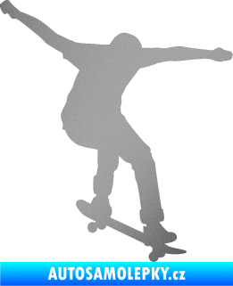 Samolepka Skateboard 011 pravá stříbrná metalíza