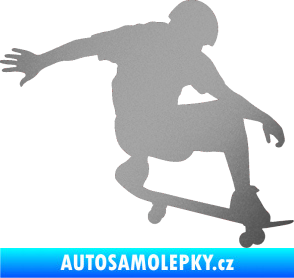 Samolepka Skateboard 012 pravá stříbrná metalíza