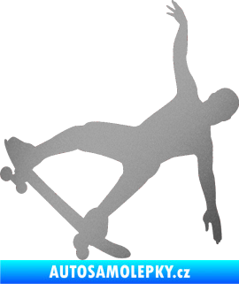 Samolepka Skateboard 013 levá stříbrná metalíza