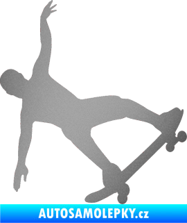 Samolepka Skateboard 013 pravá stříbrná metalíza