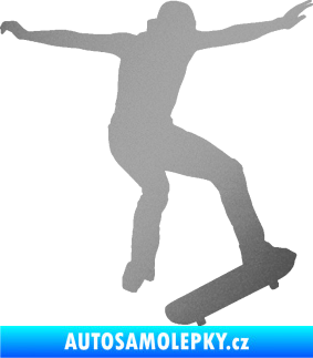 Samolepka Skateboard 017 pravá stříbrná metalíza