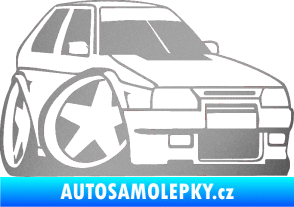 Samolepka Škoda Favorit karikatura pravá stříbrná metalíza
