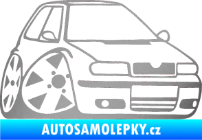 Samolepka Škoda Felicia karikatura pravá stříbrná metalíza