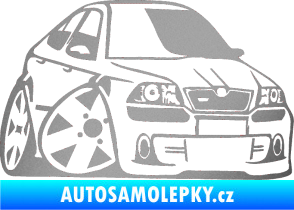 Samolepka Škoda Octavia RS karikatura pravá stříbrná metalíza
