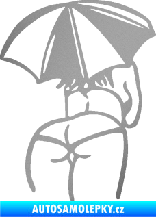 Samolepka Slečna s deštníkem pravá stříbrná metalíza