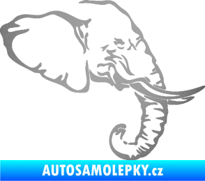 Samolepka Slon 030 pravá hlava stříbrná metalíza