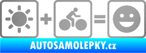 Samolepka Slunce + kolo = veselý smajlík vyjížďka na kole stříbrná metalíza