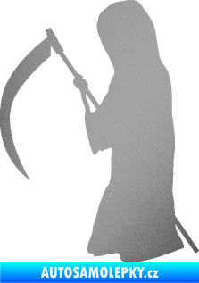 Samolepka Smrtka silueta s kosou levá stříbrná metalíza