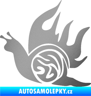 Samolepka Šnek s plameny levá stříbrná metalíza