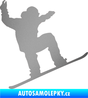 Samolepka Snowboard 003 pravá stříbrná metalíza