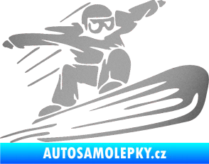 Samolepka Snowboard 014 pravá stříbrná metalíza