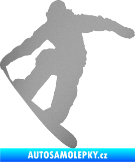 Samolepka Snowboard 019 pravá stříbrná metalíza