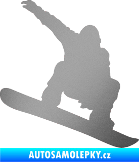 Samolepka Snowboard 021 pravá stříbrná metalíza