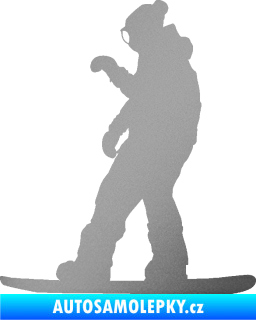 Samolepka Snowboard 028 levá stříbrná metalíza