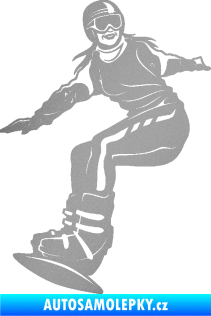 Samolepka Snowboard 035 pravá stříbrná metalíza