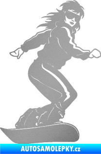 Samolepka Snowboard 036 pravá stříbrná metalíza