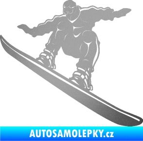 Samolepka Snowboard 038 levá stříbrná metalíza