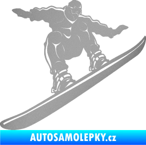 Samolepka Snowboard 038 pravá stříbrná metalíza