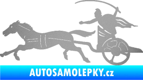Samolepka Sparťanský bojovník 001 levá bojový vůz s koněm stříbrná metalíza