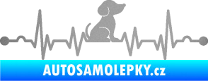 Samolepka Srdeční tep 002 pravá pejsek stříbrná metalíza