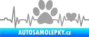 Samolepka Srdeční tep 005 pravá tlapka a srdíčko stříbrná metalíza