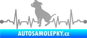 Samolepka Srdeční tep 007 levá pitbull stříbrná metalíza