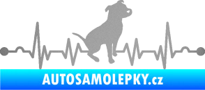 Samolepka Srdeční tep 007 pravá pitbull stříbrná metalíza