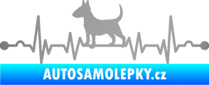 Samolepka Srdeční tep 008 levá pes bulteriér stříbrná metalíza
