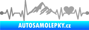 Samolepka Srdeční tep 011 hory se srdcem pravá stříbrná metalíza