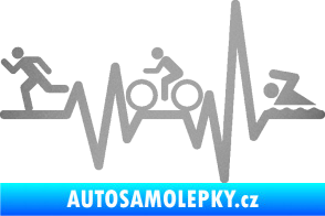 Samolepka Srdeční tep 012 levá triatlon stříbrná metalíza