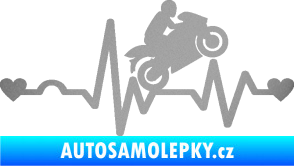 Samolepka Srdeční tep 013 pravá motorkář stříbrná metalíza