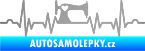 Samolepka Srdeční tep 015 pravá šicí stroj stříbrná metalíza