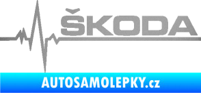 Samolepka Srdeční tep 034 pravá Škoda stříbrná metalíza