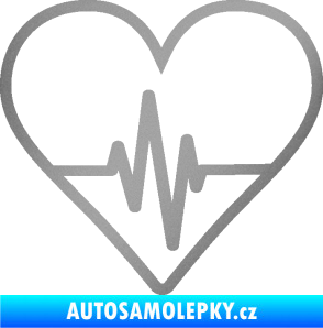 Samolepka Srdíčko 017 ekg křivka stříbrná metalíza