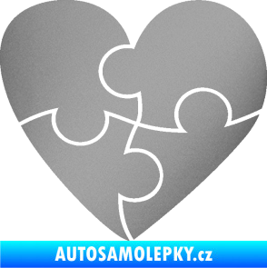 Samolepka Srdíčko 018 pravá puzzle stříbrná metalíza