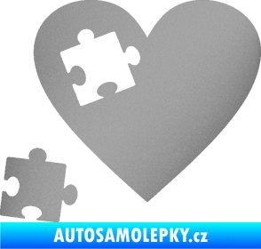 Samolepka Srdíčko 022 levá vypadlý puzzlík stříbrná metalíza