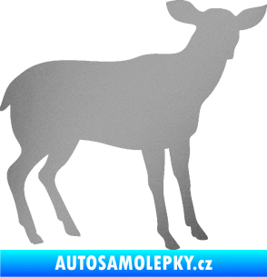 Samolepka Srna 001 pravá stříbrná metalíza