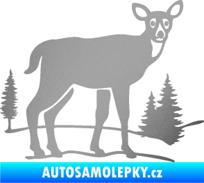 Samolepka Srna 002 pravá s krajinou stříbrná metalíza