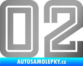 Samolepka Startovní číslo 02 typ 7 stříbrná metalíza