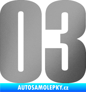 Samolepka Startovní číslo 03 typ 2   stříbrná metalíza