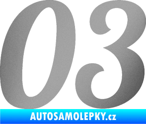 Samolepka Startovní číslo 03 typ 3 stříbrná metalíza