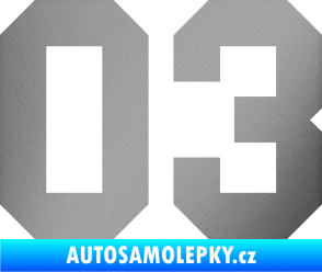 Samolepka Startovní číslo 03 stříbrná metalíza
