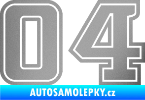 Samolepka Startovní číslo 04 typ 5 stříbrná metalíza