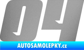 Samolepka Startovní číslo 04 typ 6 stříbrná metalíza